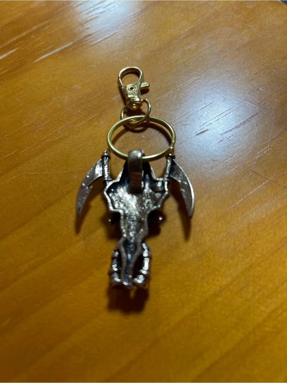 Gold Grim Reaper Keychain - Metallic Skeleton Charm